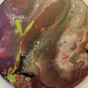 NWT Handmade Acrylic Pour Lazy Susan 13.8" Resined
